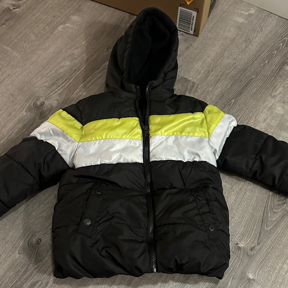 Stylish Black and Yellow Kids Puffer Jacket